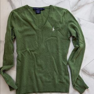Polo by Ralph Lauren Women's Olive V-Neck Sweater